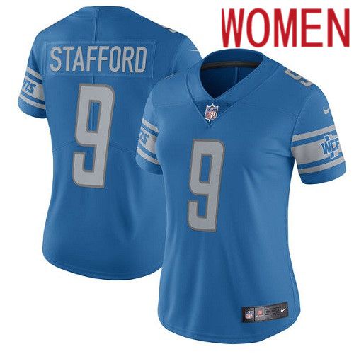 Women Detroit Lions 9 Matthew Stafford Nike Blue Vapor Limited NFL Jersey